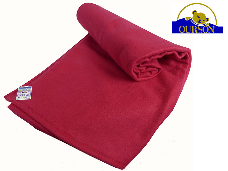 Couverture polaire Thermotec Ourson 450 gr Framboise 220x240