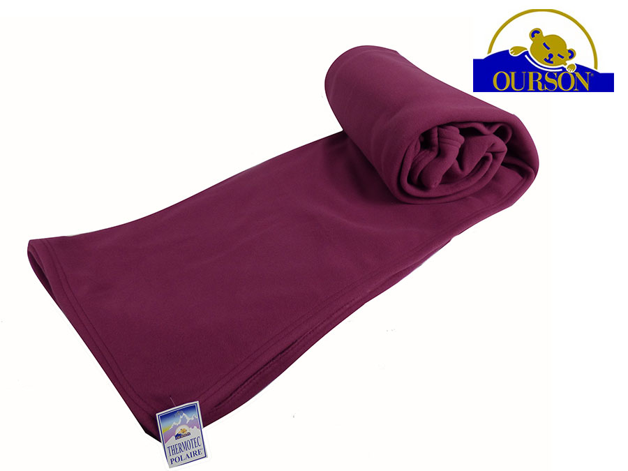 Couverture polaire Thermotec Ourson 450 gr Prune 220x240