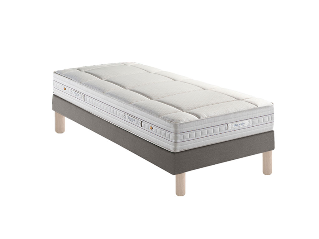 Ensemble treca matelas clair de lune + sommier h17 + pieds 90x190