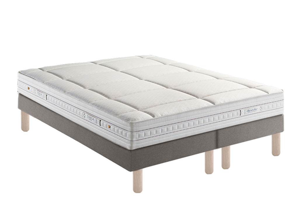 Ensemble treca matelas clair de lune + sommier h17 + pieds 160/2x80x200