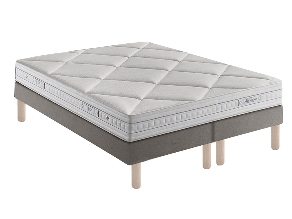 Ensemble treca matelas fleur de coton + sommier h17 + pieds 180/2x90x200