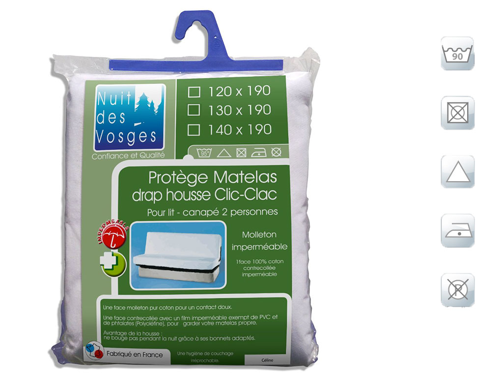 Protège-matelas 140 x 190 cm molleton lit électrique 100% coton France