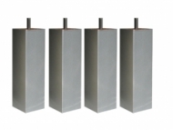 4 pieds de lit carrés 17 cm Gris hêtre massif