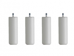 4 pieds de lit cylindriques 15 cm Blanc hêtre massif