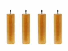 4 pieds de lit cylindriques 20 cm Vernis Naturel hêtre massif