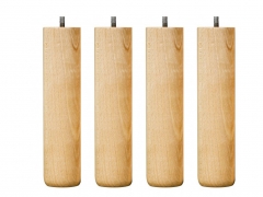 4 pieds de lit cylindriques 25 cm Vernis Naturel hêtre massif