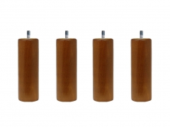 4 pieds de lit cylindriques 15 cm Merisier hêtre massif
