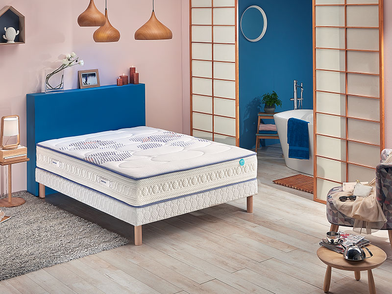 Ensemble Merinos matelas Chilly Wave + sommier + pieds