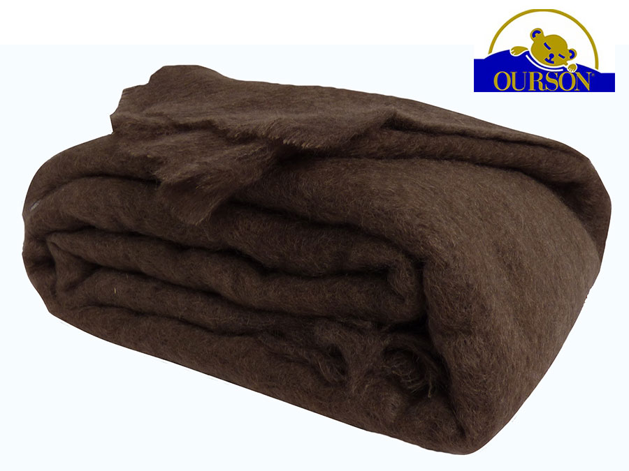 Couverture mohair ourson 320g chocolat 180x220