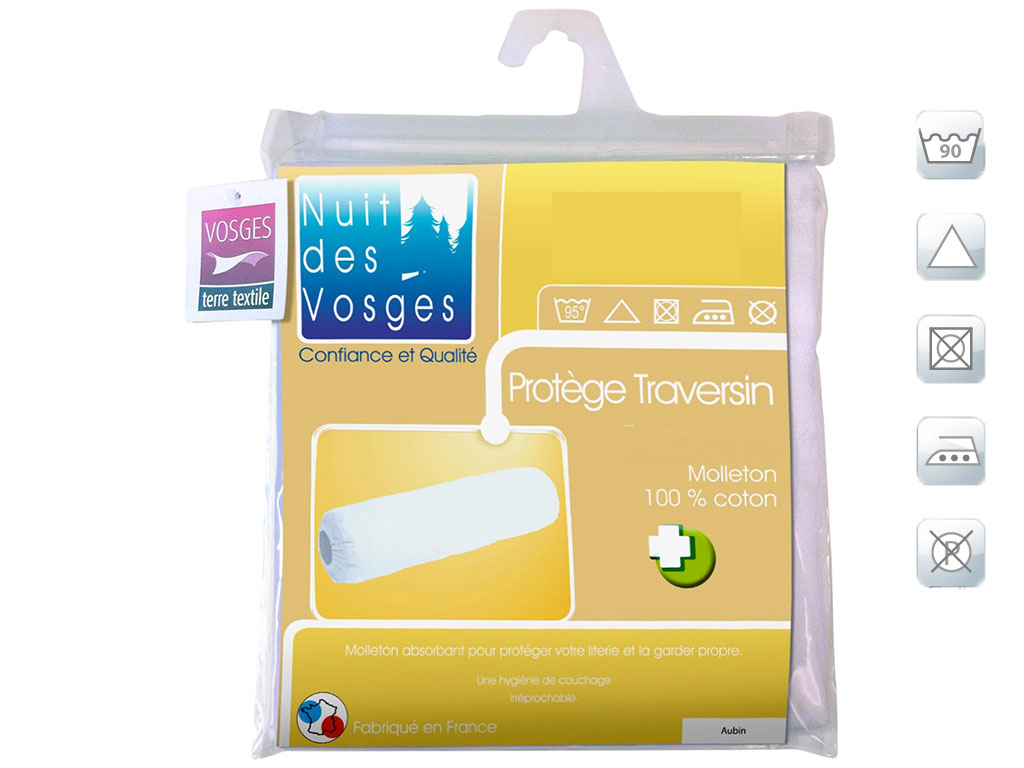 Protège Traversin 160 cm - Doux et Absorbant - Molleton 100% Coton