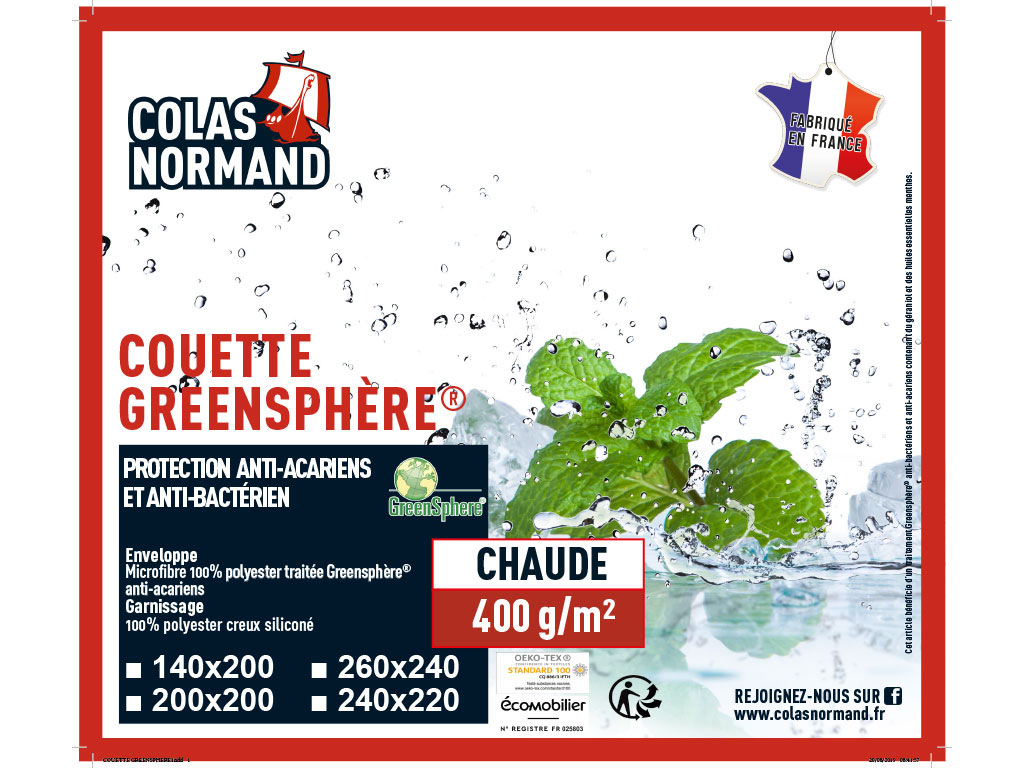 Couette Colas Normand anti acariens Greensphere