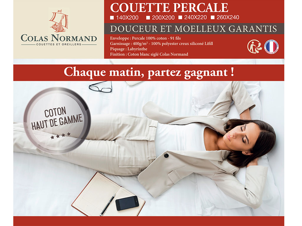 Couette 4 Saisons Percale de coton ( double couette) - 200x200 - Colas  Normand - Homme Prive