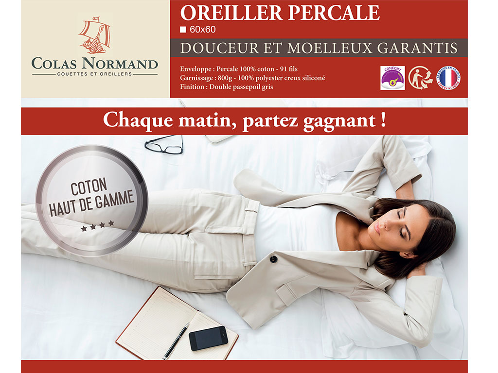 Oreiller Colas Normand coton percale