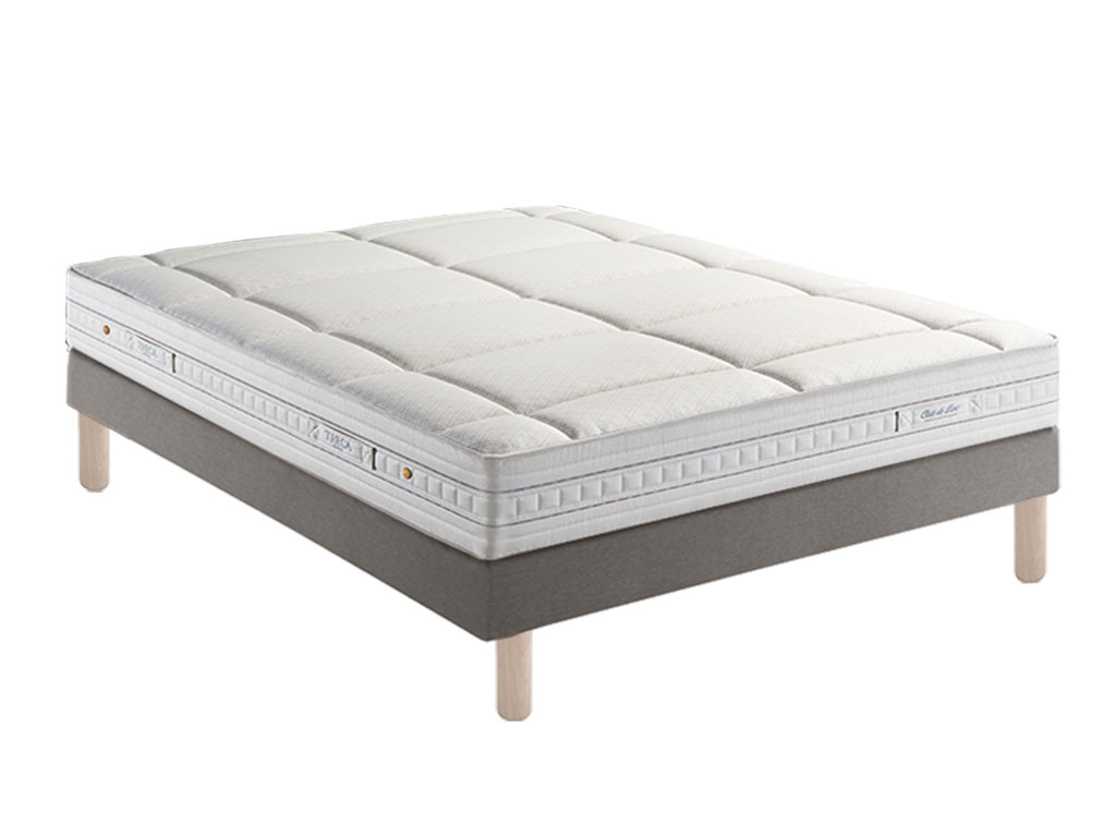 Ensemble treca matelas clair de lune + sommier h17 + pieds 120x190