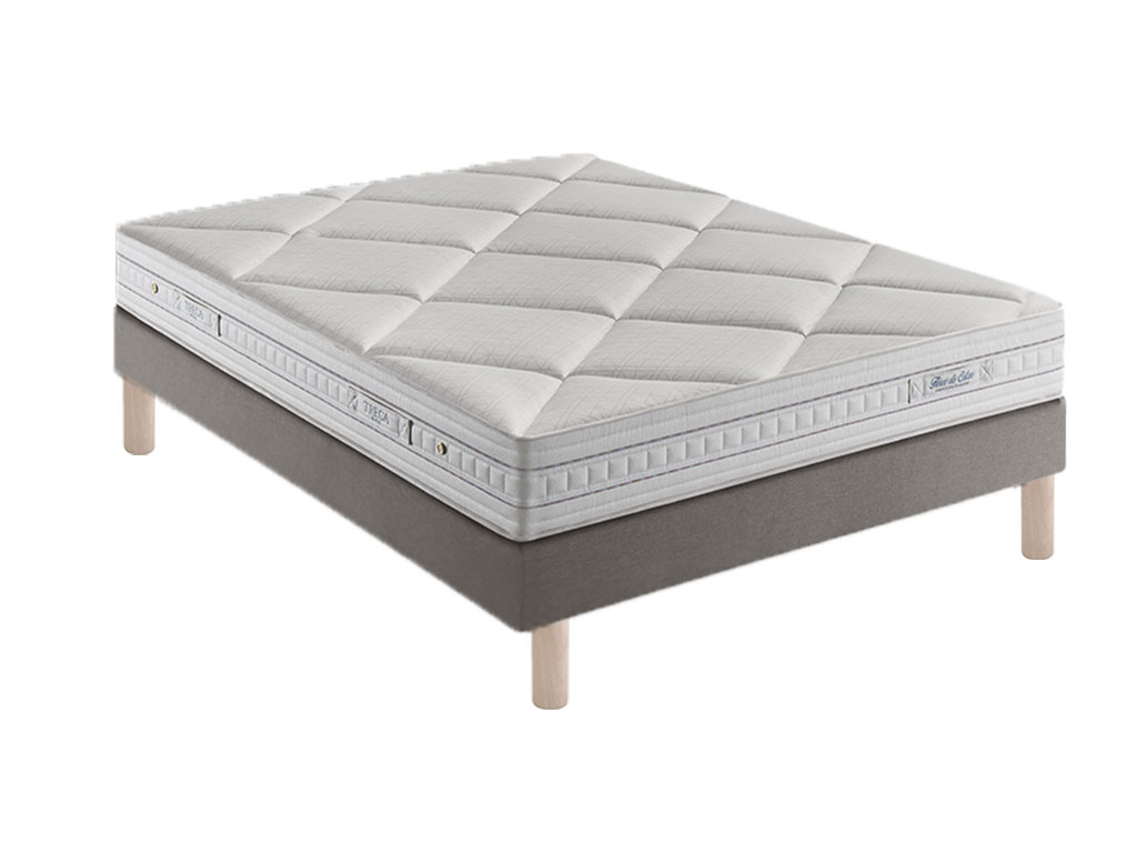 Ensemble treca matelas fleur de coton + sommier h17 + pieds 120x190