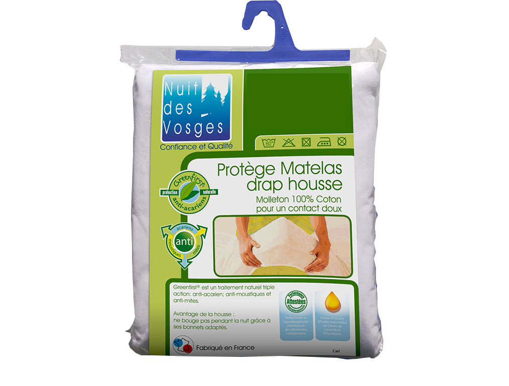 Protège matelas absorbant coton anti-acariens Greenfirst Carl 140x190
