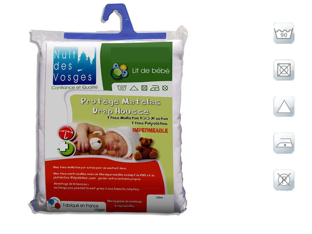 Protege matelas bebe impermeable coton contrecolle celine 60x120